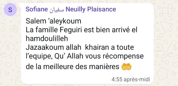 Message de Sofiane adressé à TSF France